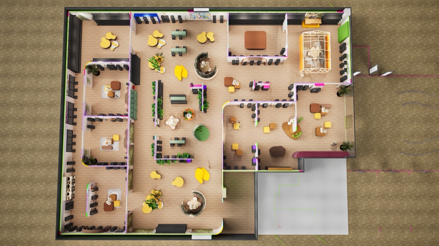 Hogewoning showroom: plan view of the visitor route