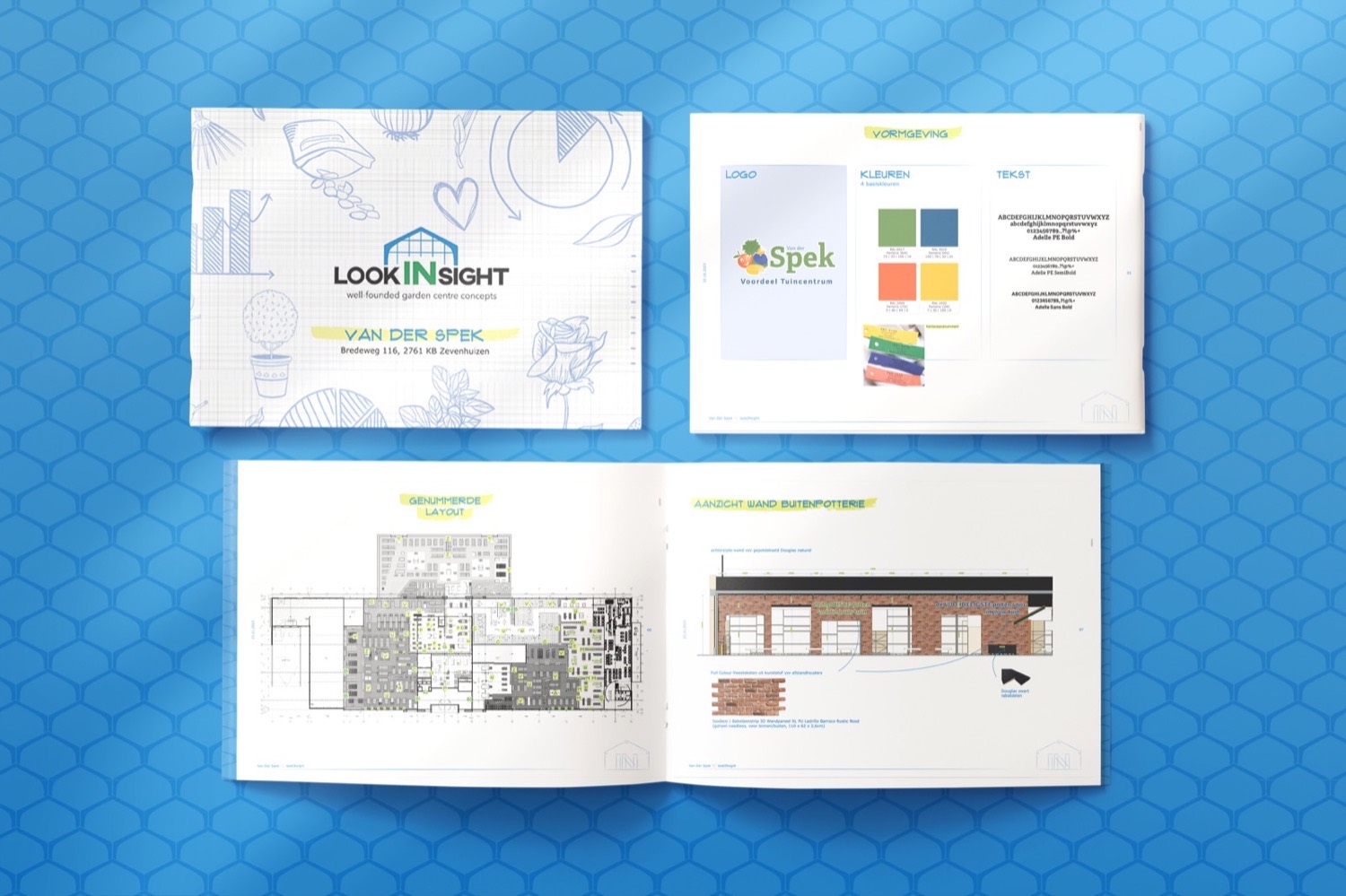 Van der Spek: store concept book with numbered layout and elevations